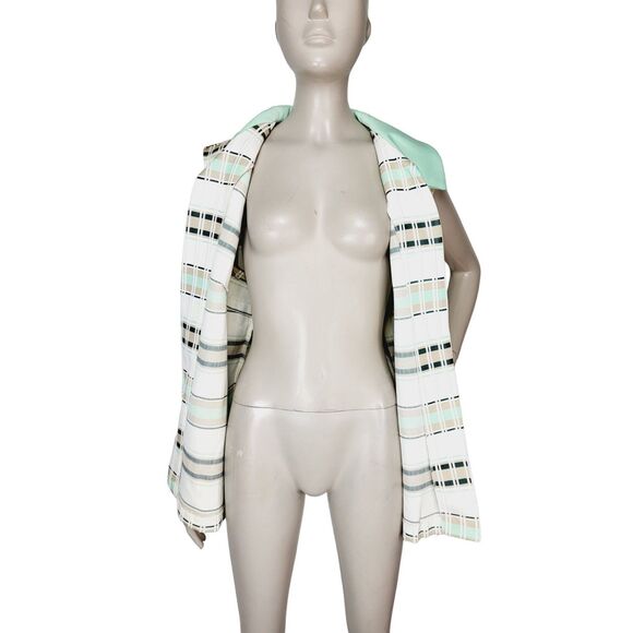 Vintage 60s 70s Textured Striped Open Front Smock Vest Jacket Size L/XL - Picture 4 of 8